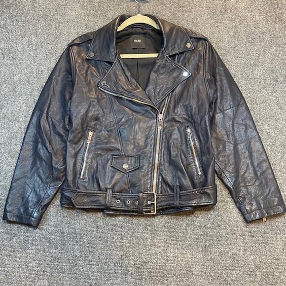 LTH JKT Jackets & Blazers - LTH JKT Black Leather Moto Biker Jacket Belted Soft Womens Medium Cropped Punk